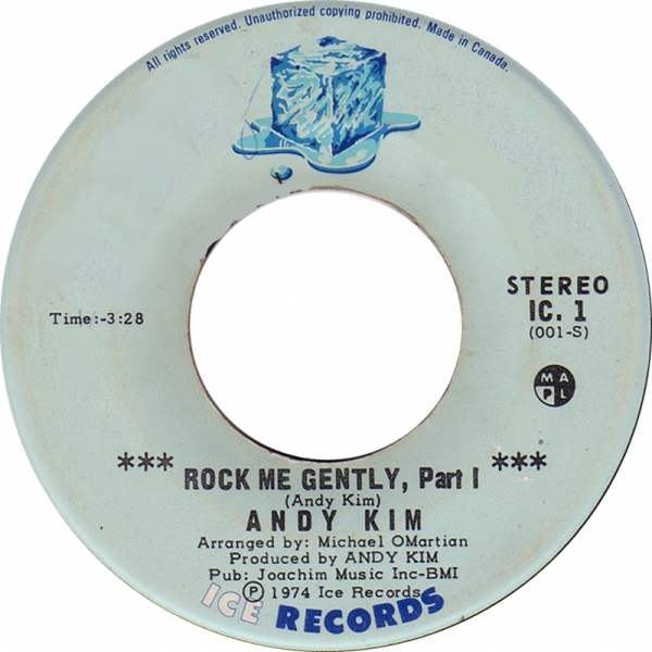 Record label, "Rock Me Gently."