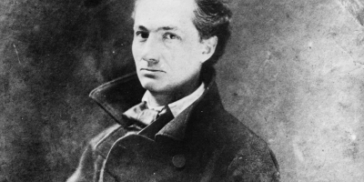 A black and white portrait of Beaudelaire